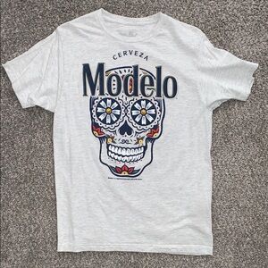 ModelCo White Short Sleeve Tee with Graphic Design